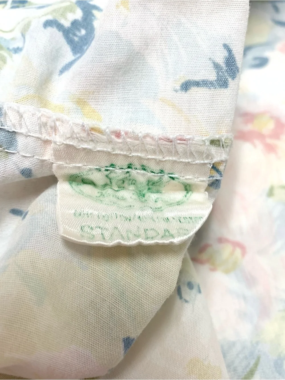 Vintage Croscill Pastel Floral Eyelet Lace Pillowcase Standard Size 90s Cotton